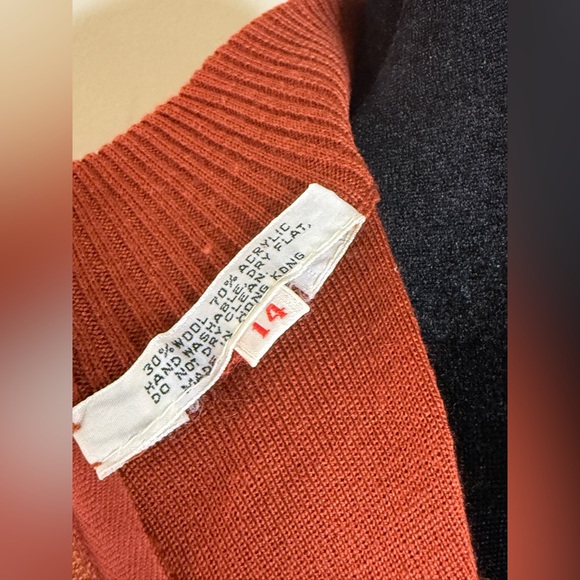 Vintage wool blend rust sleeveless mock neck turtleneck preppy zip back M/L EUC - Picture 9 of 9